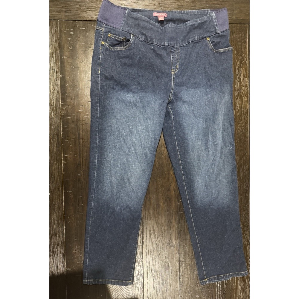 Woman Within Plus Size Pants 16WP 16 Petite Elastic Waist Blue Casual Comfort